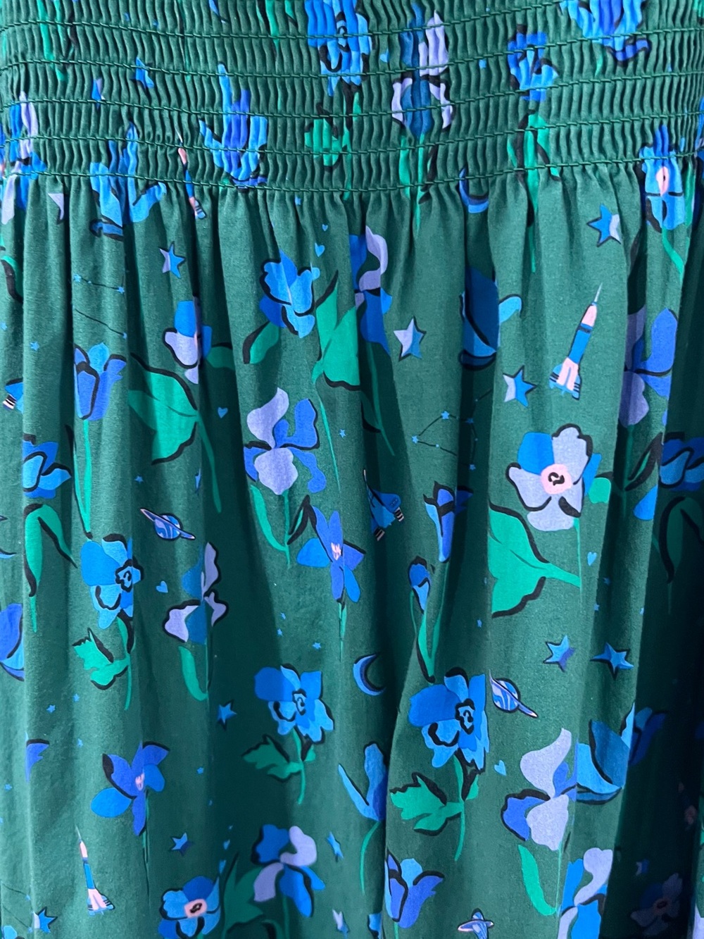 Hill House Home Green Floral Nap Dress M Cottagecore Ruffle Maxi - Picture 2 of 5